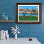 Original acrylic painting of the historic old copper mine at Crow Head, Newfoundland, surrounded by rugged coastal landscape and dramatic natural scenery.